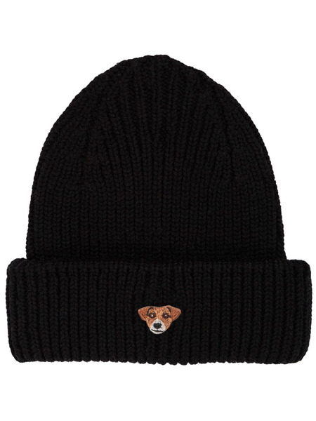  Pelo Foundation Dog-appliqué Beanie - Black 