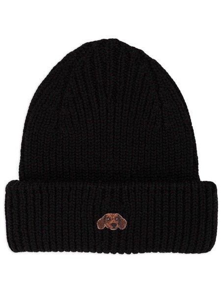  Pelo Foundation Dog-appliqué Beanie - Black 