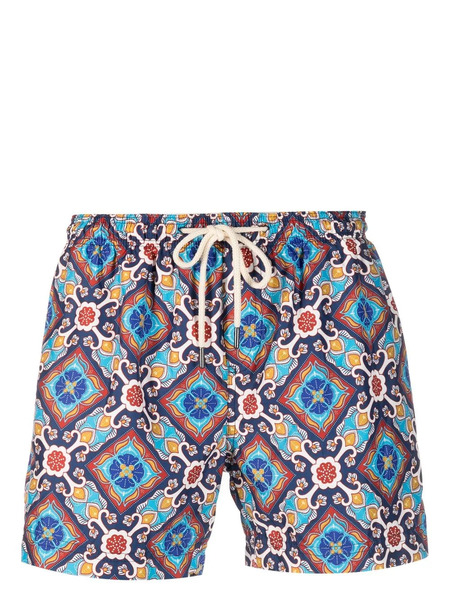  Peninsula Swimwear Geometric-print Swim Shorts - Blue 