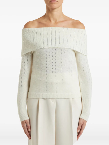  Pennyblack Off-shoulder Embellished Sweater - White 