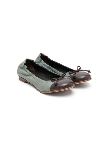  Pèpè Bow-detail Leather Ballerinas - Grey 