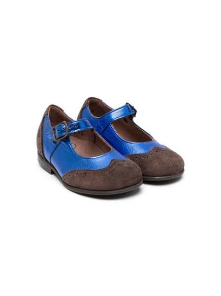  Pèpè Brogue-detail Metallic Leather Ballerinas - Blue 