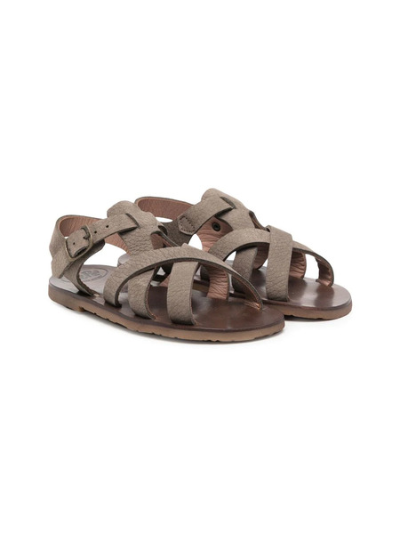  Pèpè Cross-strap Leather Sandals - Grey 