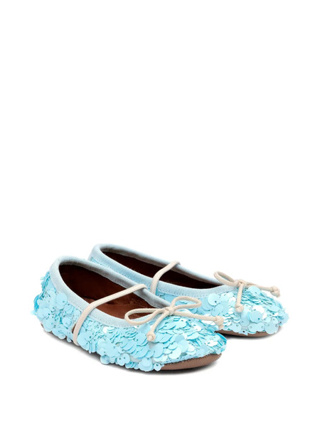  Pèpè Darlyn Sequined Bow Slippers - Blue 