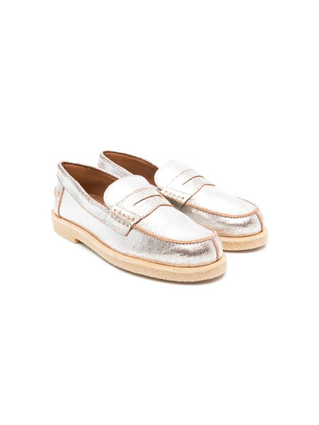  Pèpè François Metallic Penny Loafers - Silver 
