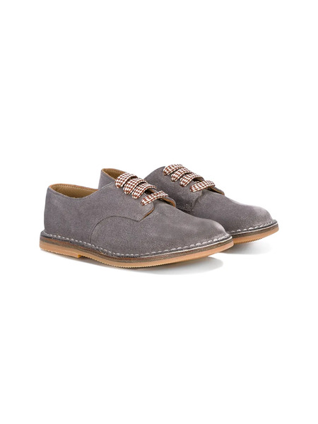  Pépé Kids Textured Stitch Detail Brogues - Grey 