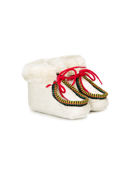  Pèpè Lace-up Shearling Booties - White 