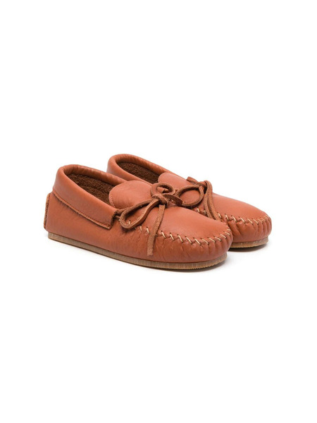  Pèpè Leather Bow-detail Loafers - Brown 
