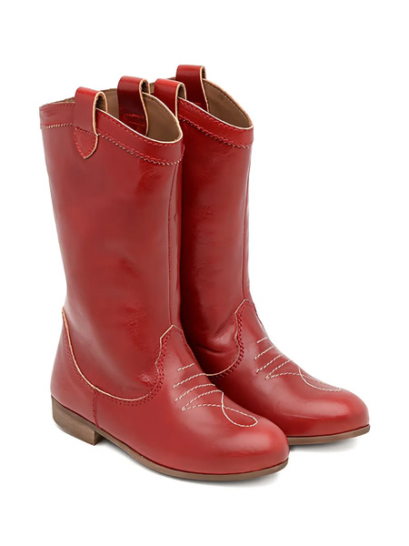  Pèpè Leather Western-style Boots - Red 