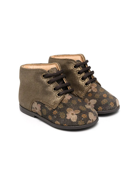  Pèpè Metallic Floral Print Boots - Green 