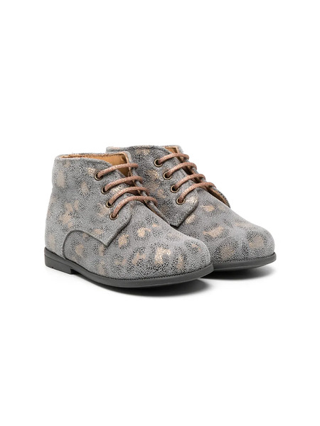  Pèpè Metallic Leopard Print Ankle Boots - Grey 