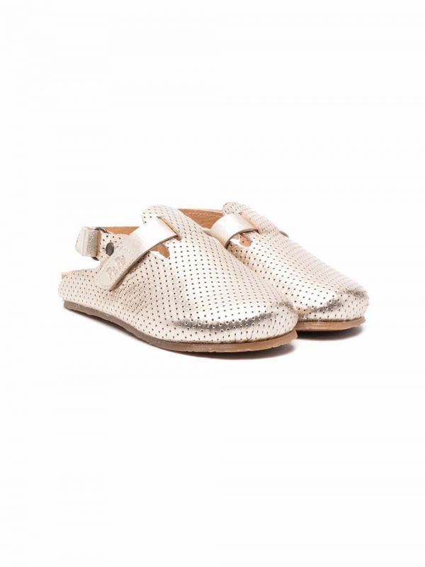  Pèpè Perforated Slingback Leather Shoes - Gold 