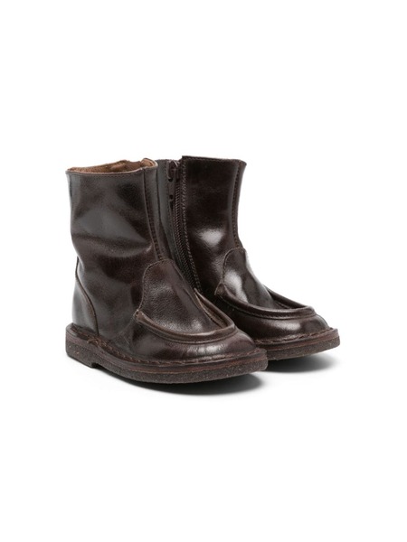  Pèpè Round-toe Leather Ankle Boots - Brown 