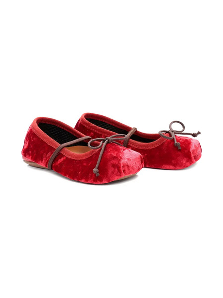  Pèpè Velvet Bow Ballerinas - Red 