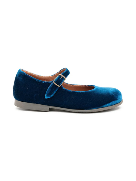  Pèpè Velvet Buckled Ballerinas - Blue 