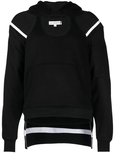  Per Götesson Cold-shoulder Drawstring Hoodie - Black 