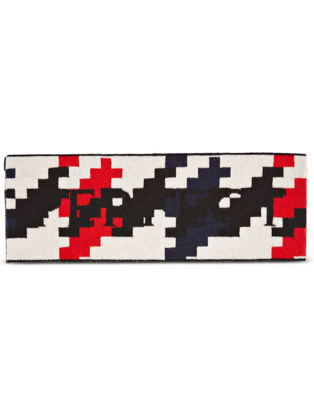  Perfect Moment Houndstooth-print Logo Head Band - White 