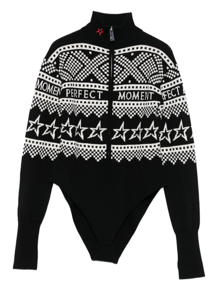  Perfect Moment Intarsia Bodysuit - Black 