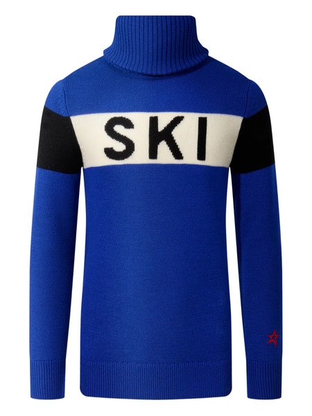  Perfect Moment Kids Roll-neck Intarsia Top - Blue 