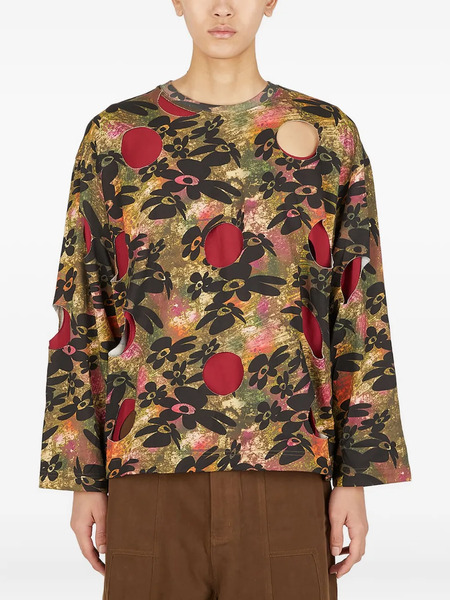  Perks And Mini Cut-out Floral-print T-shirt - Green 