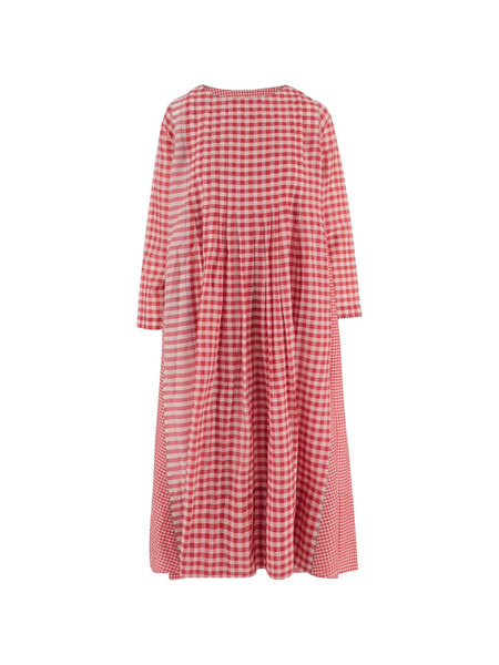  Pero Checked Round-neck Dress - Red 