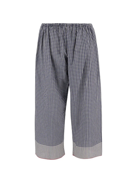  Pero Cotton Checkered Trousers - Blue 