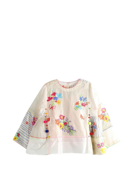 Pero Floral-print Embroidered Blouse - Neutrals 