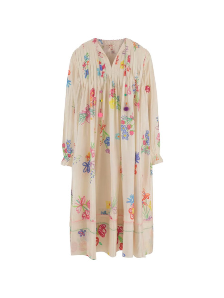  Pero Ruffled Floral-pattern Midi Dress - Neutrals 