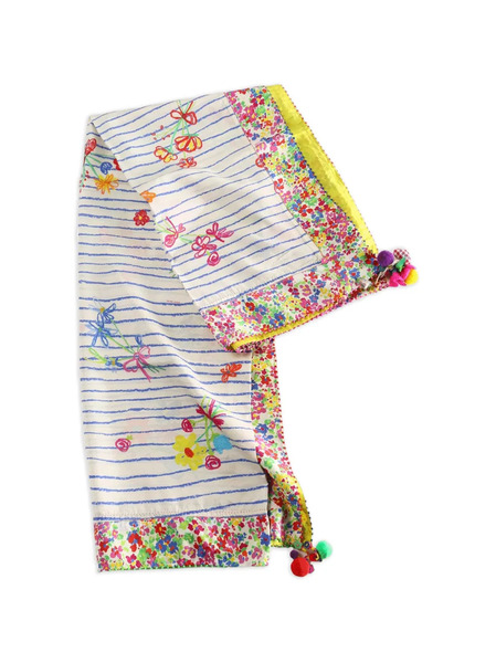  Pero Stripe Floral Scarf - White 