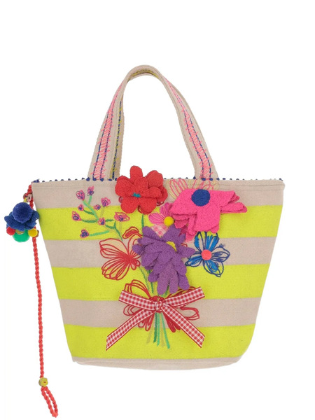  Pero Striped Floral-embroidery Tote Bag - Neutrals 
