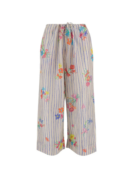  Pero Striped Floral Trousers - Neutrals 