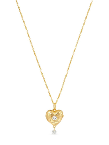  Persée 9k Yellow Gold Diamond Heart-pendant Necklace 