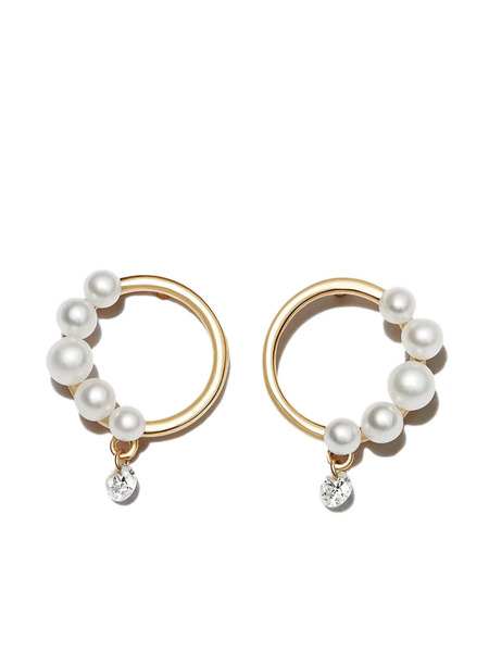  Persée 18kt Yellow Gold Pearl And Diamond Stud Earrings 