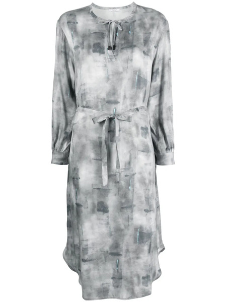  Peserico Abstract-print Midi Dress - Grey 