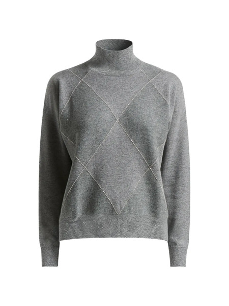  Peserico Argyle-pattern Roll-neck Sweater - Grey 
