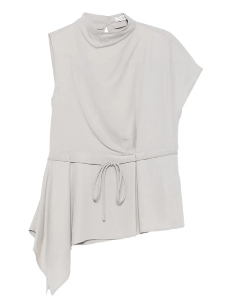  Peserico Asymmetric Crater-neck Top - Grey 