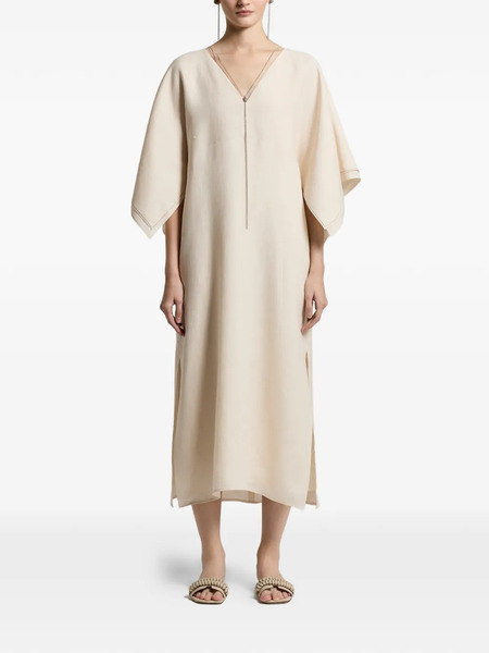  Peserico Aurea V-neck Midi Dress - Neutrals 