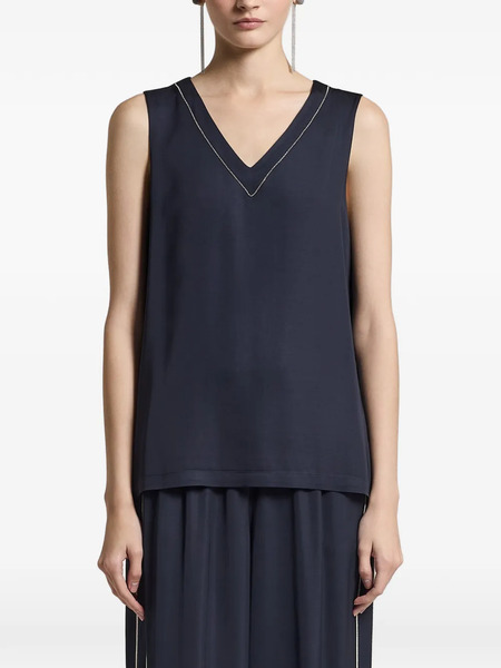  Peserico Aurea V-neck Sleeveless Top - Blue 