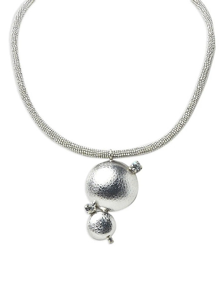  Peserico Beaded-chain Disc-pendant Necklace - Silver 