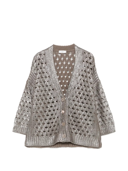  Peserico Button Crochet Cardigan - Silver 