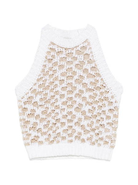  Peserico Crocheted-construction Halterneck Top - White 