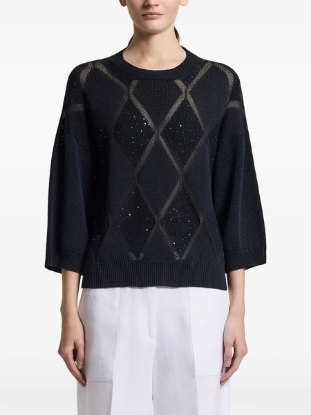  Peserico Diamond Knit Jumper - Blue 