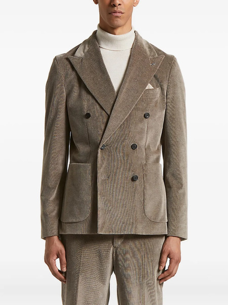  Peserico Double-breasted Corduroy Jacket - Brown 