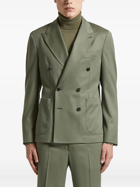  Peserico Double-breasted Patch-pocket Jacket - Green 