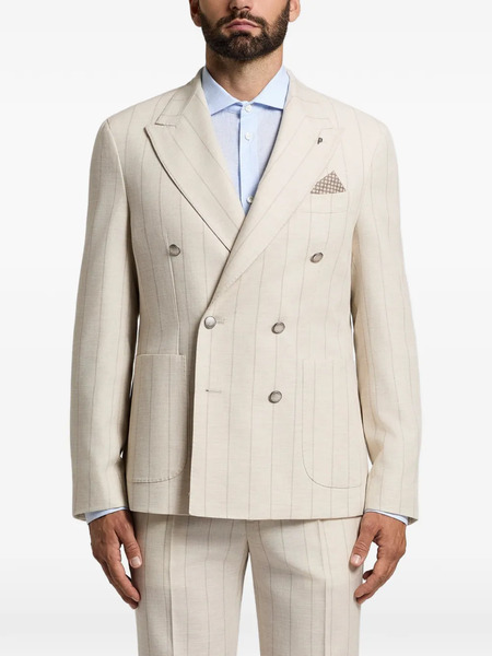 Peserico Double-breasted Striped Blazer - Neutrals 