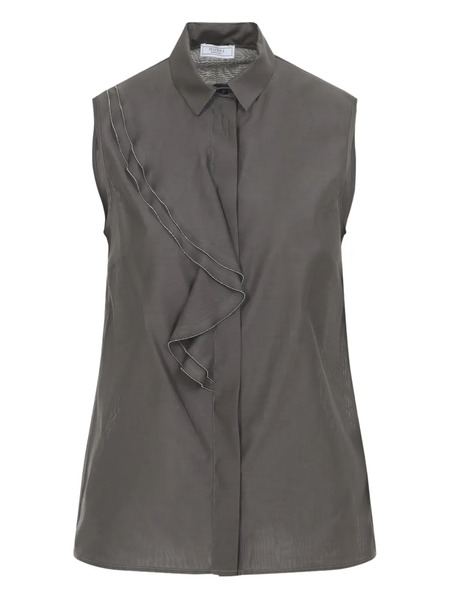  Peserico Draped-detail Sleeveless Blouse - Brown 