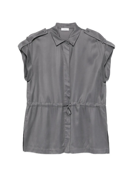  Peserico Drawstring Epaulettes Blouse - Grey 