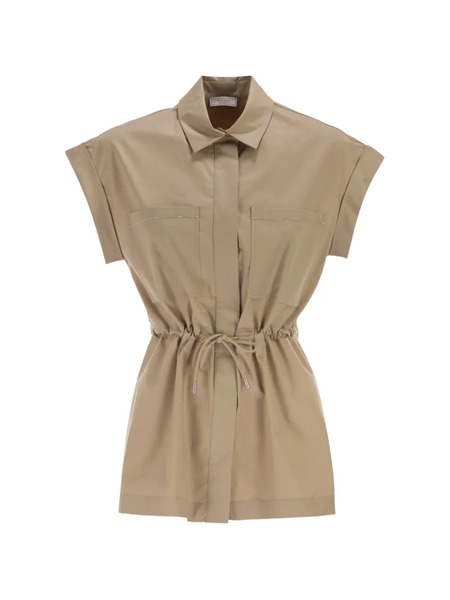  Peserico Drawstring Short-sleeve Blouse - Neutrals 