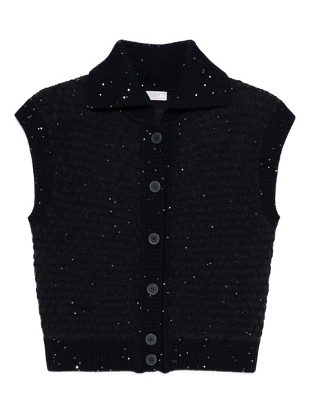  Peserico Embellished Buttoned Vest - Blue 