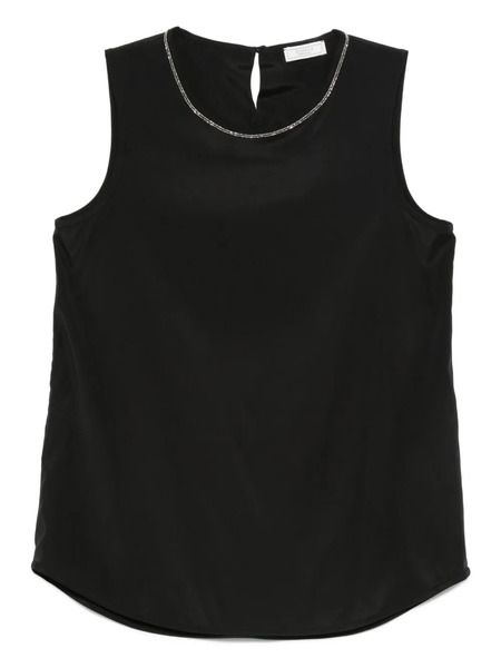  Peserico Embellished Sleeveless Top - Black 